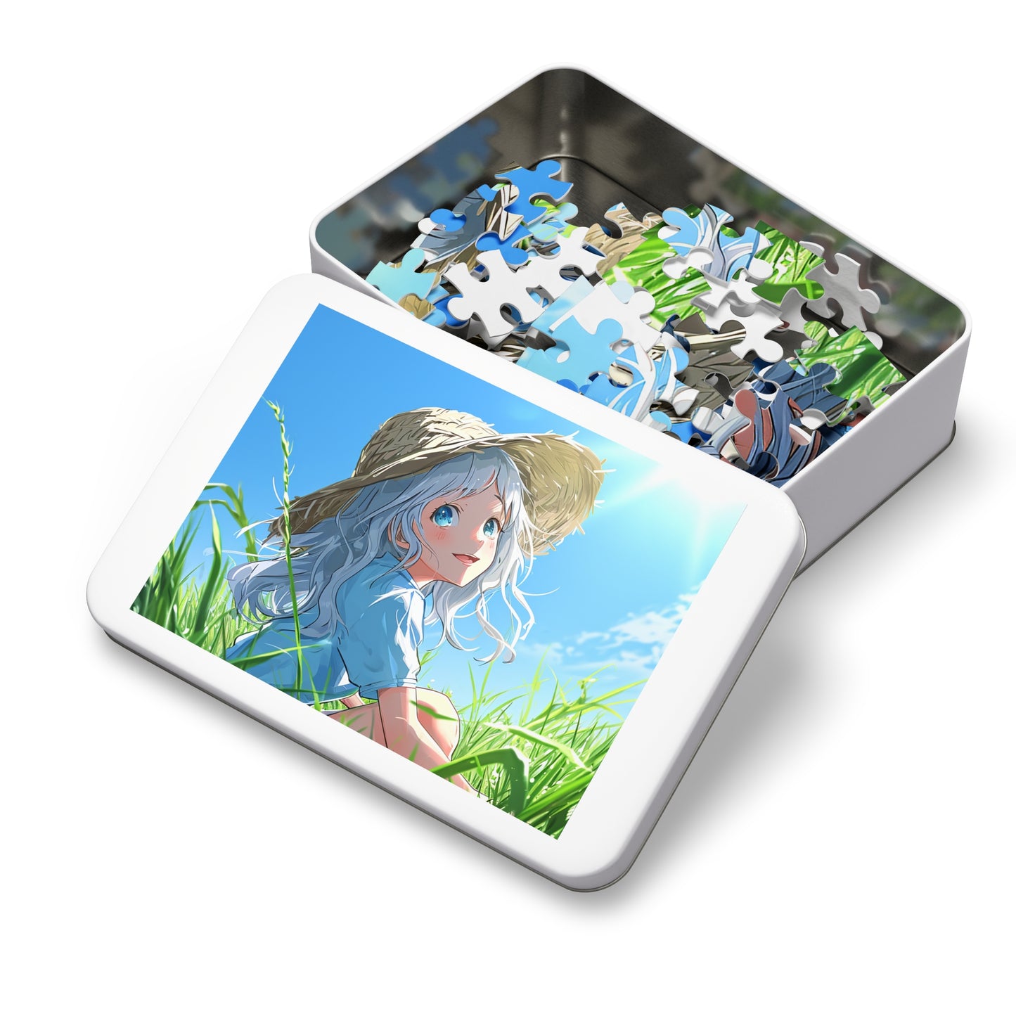 Anime Girl Sitting in a Field  Jigsaw Puzzle (30, 110, 252, 500,1000-Piece)