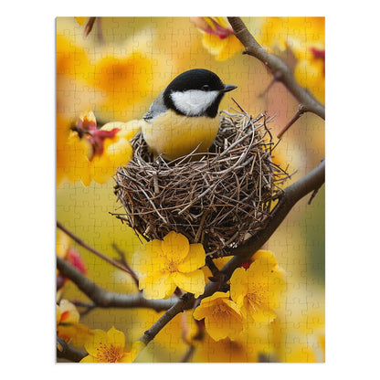 Yellow and Black Bird Nesting Jigsaw Puzzle (30, 110, 252, 500,1000-Piece)