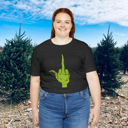 Grinch Middle Finger  Unisex Jersey Short Sleeve Tee