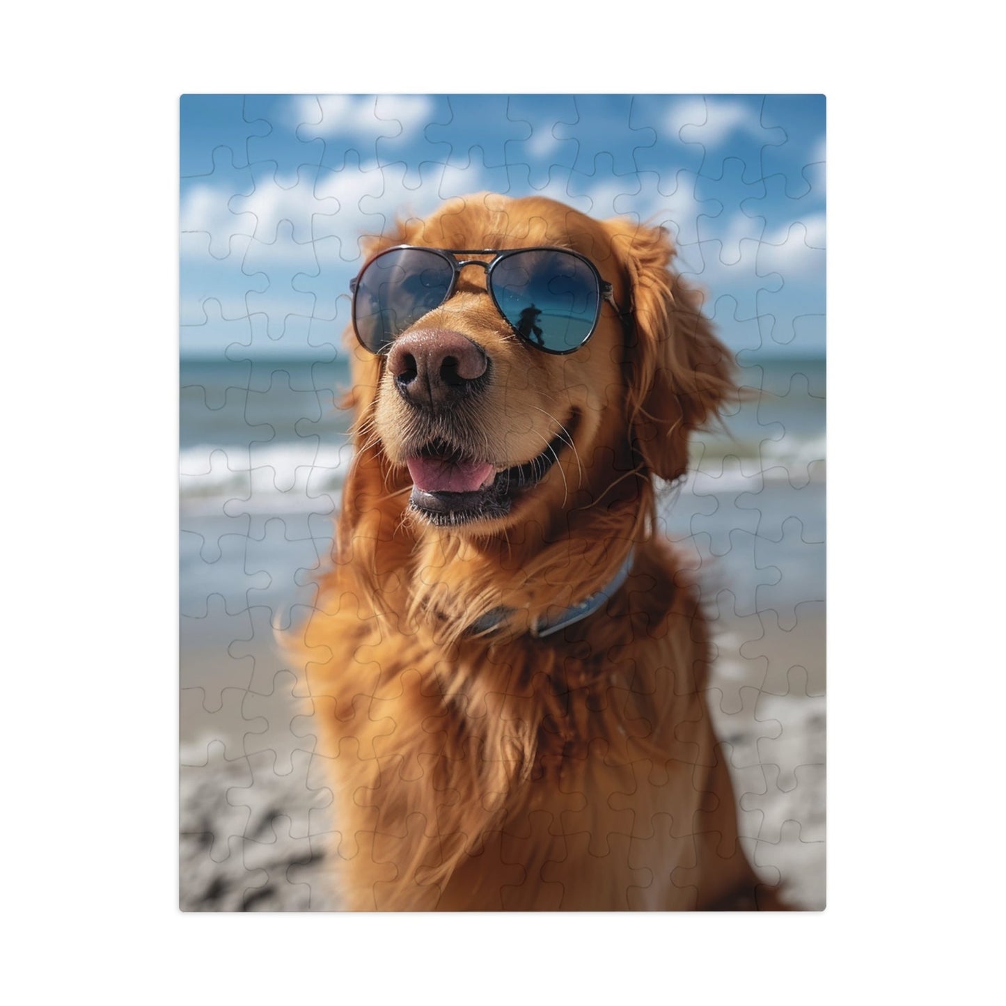 Golden Retriever Sunny at the Beach  Jigsaw Puzzle (30, 110, 252, 500,1000-Piece)