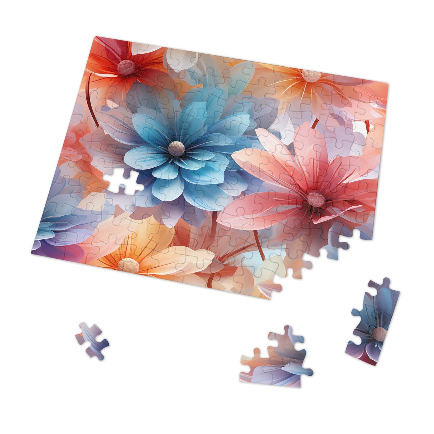 Pretty Pastel Flowers Jigsaw Puzzle (30, 110, 252, 500,1000-Piece)