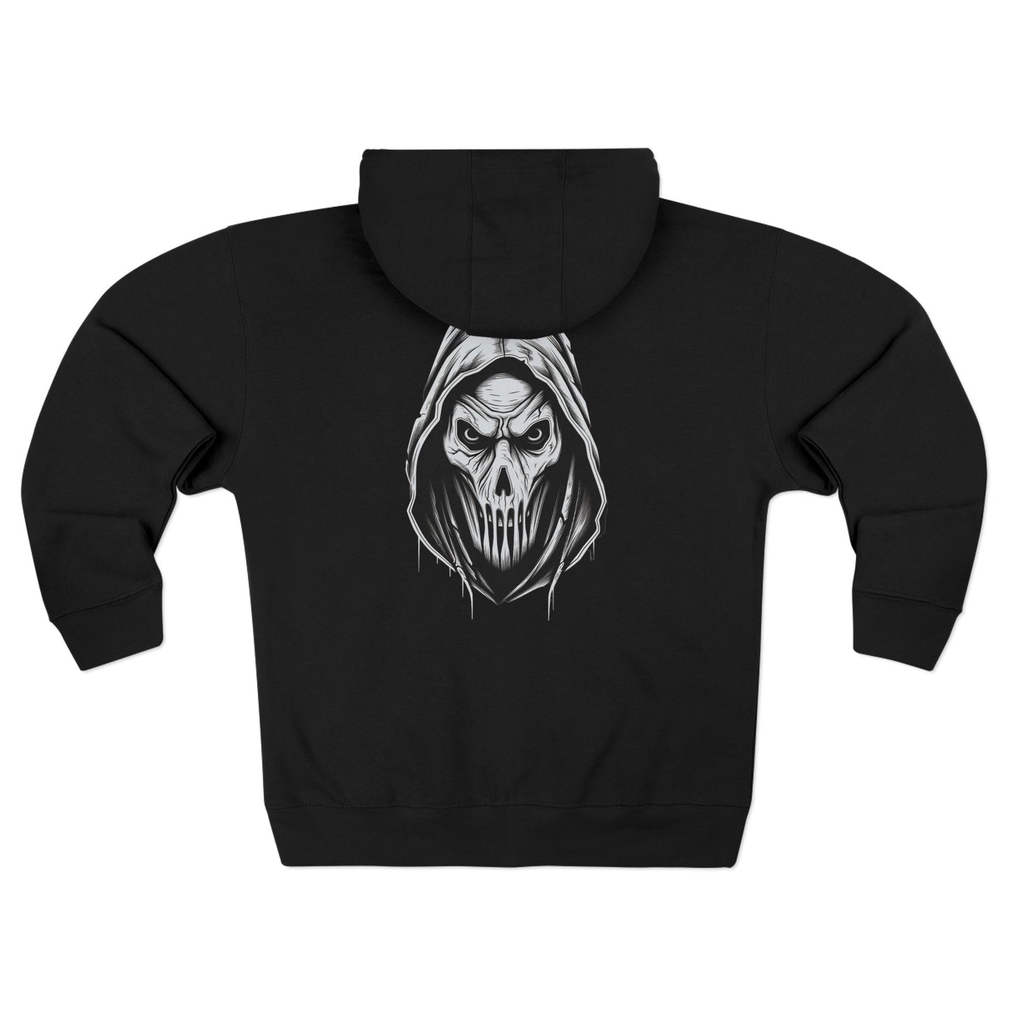 Scary Skull Back Printed Premium Full Zip Hoodie