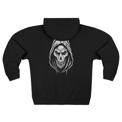 Scary Skull Back Printed Premium Full Zip Hoodie