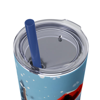 Christmas Cow  Skinny Tumbler with Straw, 20oz