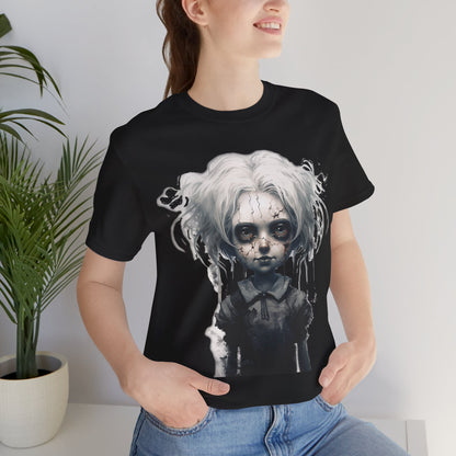Creepy Doll Halloween Unisex Jersey Short Sleeve Tee