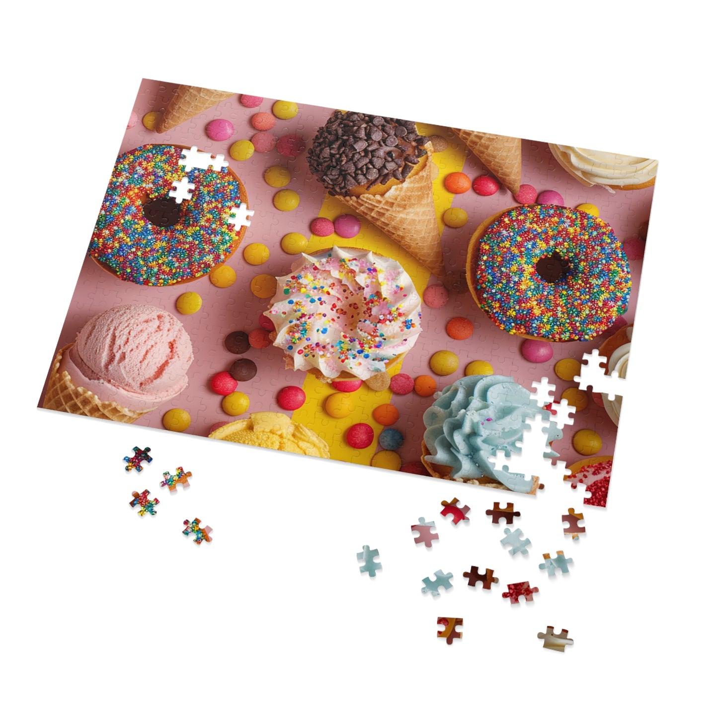 Party Time with Ice Cream, Doughnuts and Cupcakes  Jigsaw Puzzle (30, 110, 252, 500,1000-Piece)