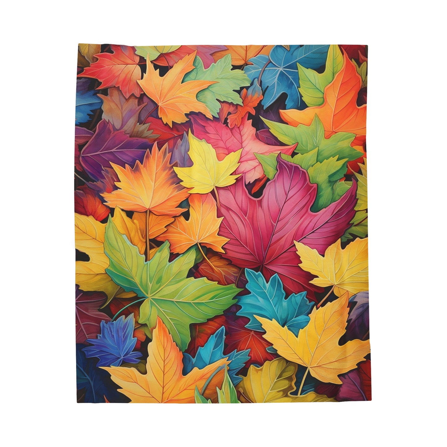 Colorful Fall Leaves Velveteen Plush Blanket