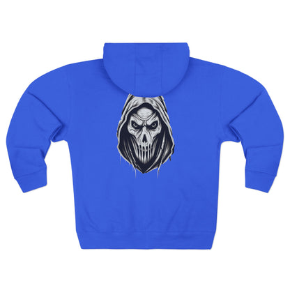 Scary Skull Back Printed Premium Full Zip Hoodie