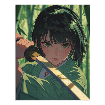 Green Eyed Japanese Anime Warrior  Jigsaw Puzzle (30, 110, 252, 500,1000-Piece)