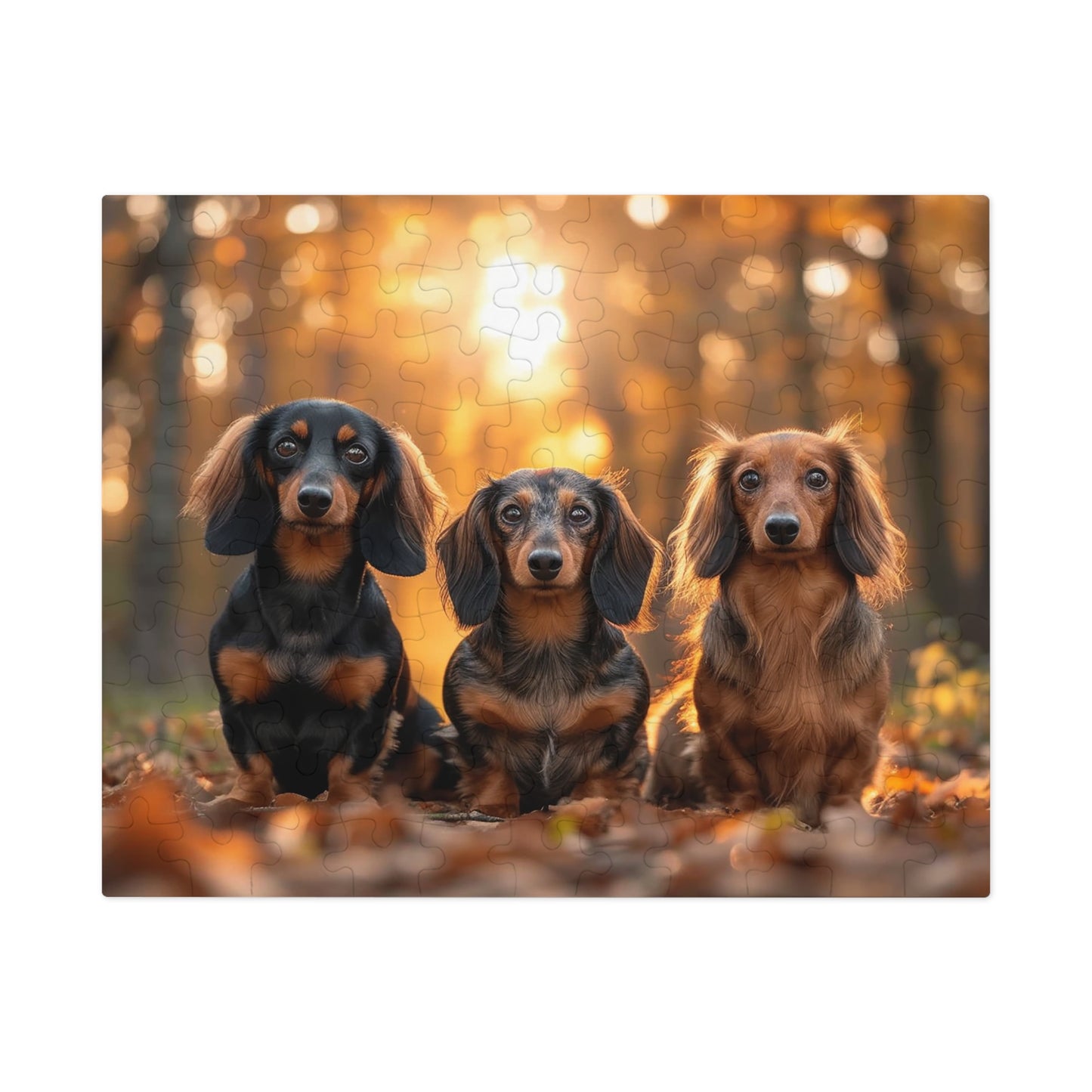 Three Dachshund Pups in Autumn Jigsaw Puzzle (30, 110, 252, 500,1000-Piece)