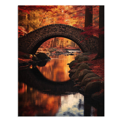 Autumn Bridge Reflection Jigsaw Puzzle (30, 110, 252, 500,1000-Piece)