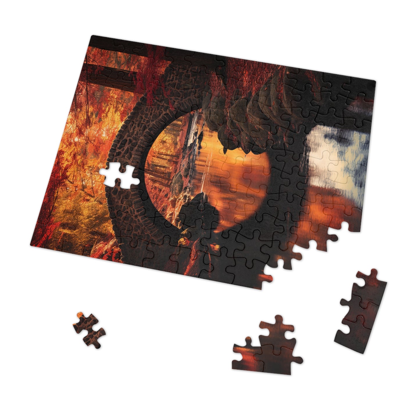 Autumn Bridge Reflection Jigsaw Puzzle (30, 110, 252, 500,1000-Piece)