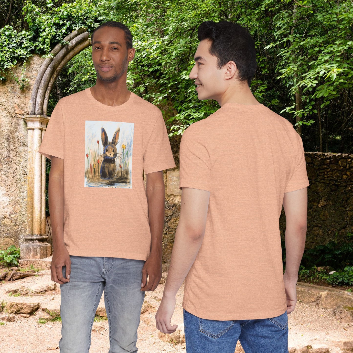 Child's Drawing of a Bunny Rabbit   Unisex Jersey Short Sleeve Tee