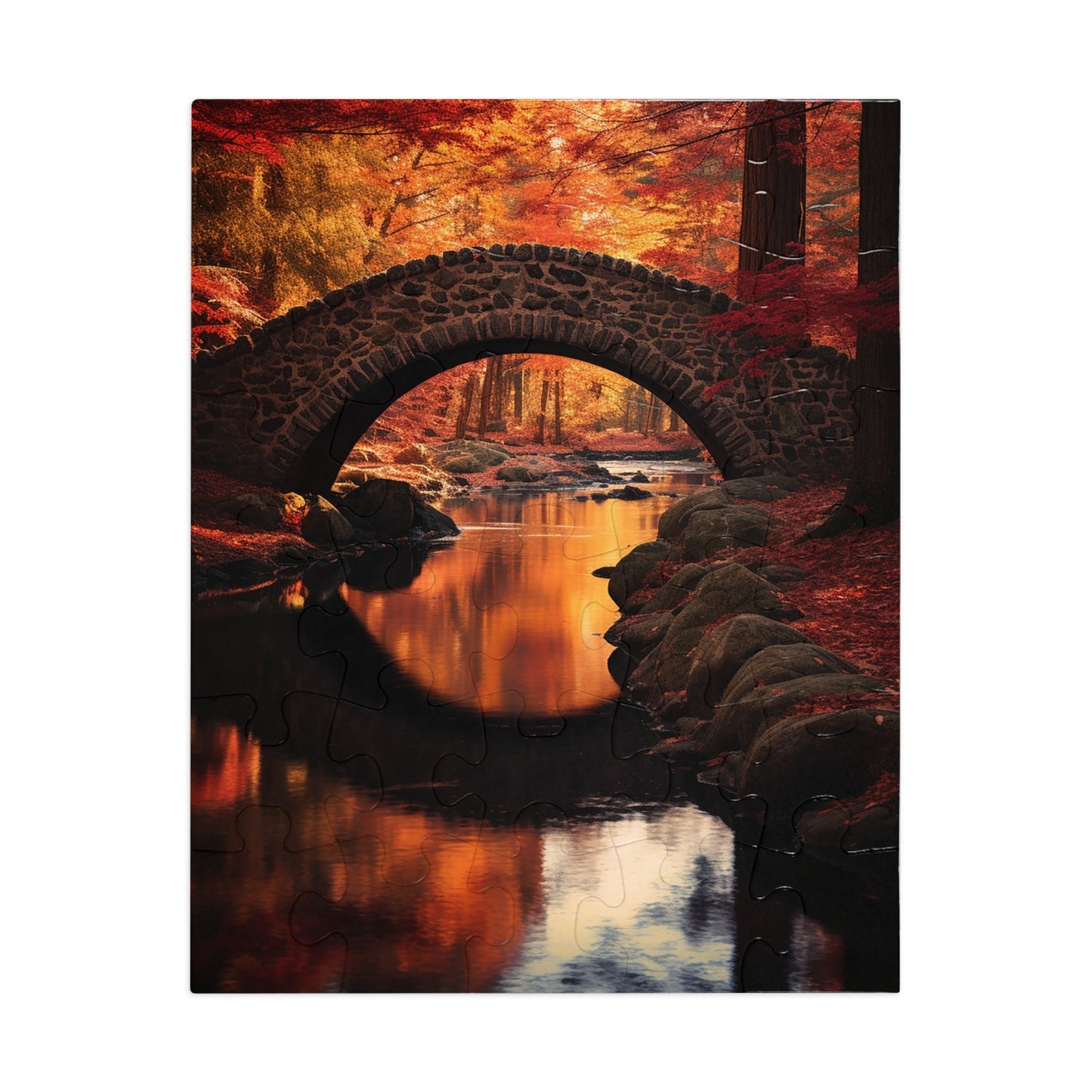 Autumn Bridge Reflection Jigsaw Puzzle (30, 110, 252, 500,1000-Piece)