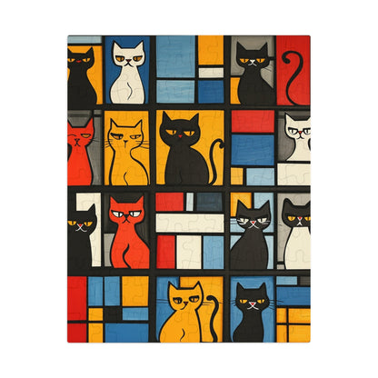 Abstract Cat Blocks Jigsaw Puzzle (30, 110, 252, 500,1000-Piece)