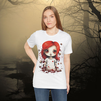 Pretty Creepy Doll Halloween Unisex Jersey Short Sleeve Tee