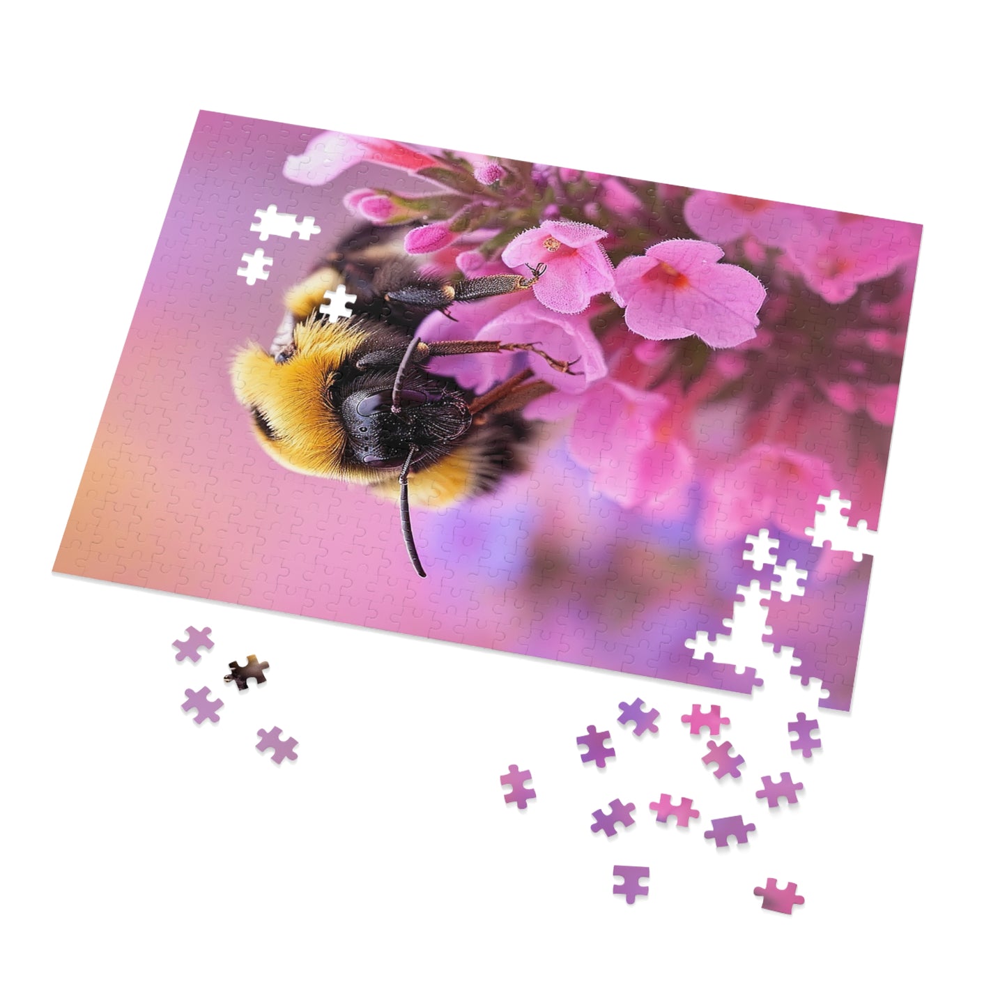 Pink buds and the Bumble Bee  Jigsaw Puzzle (30, 110, 252, 500,1000-Piece)