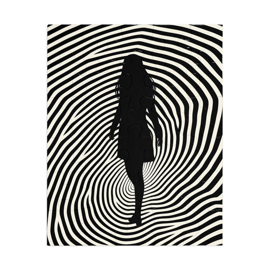 Black and White Lines with Female Silhouette  Jigsaw Puzzle (30, 110, 252, 500,1000-Piece)