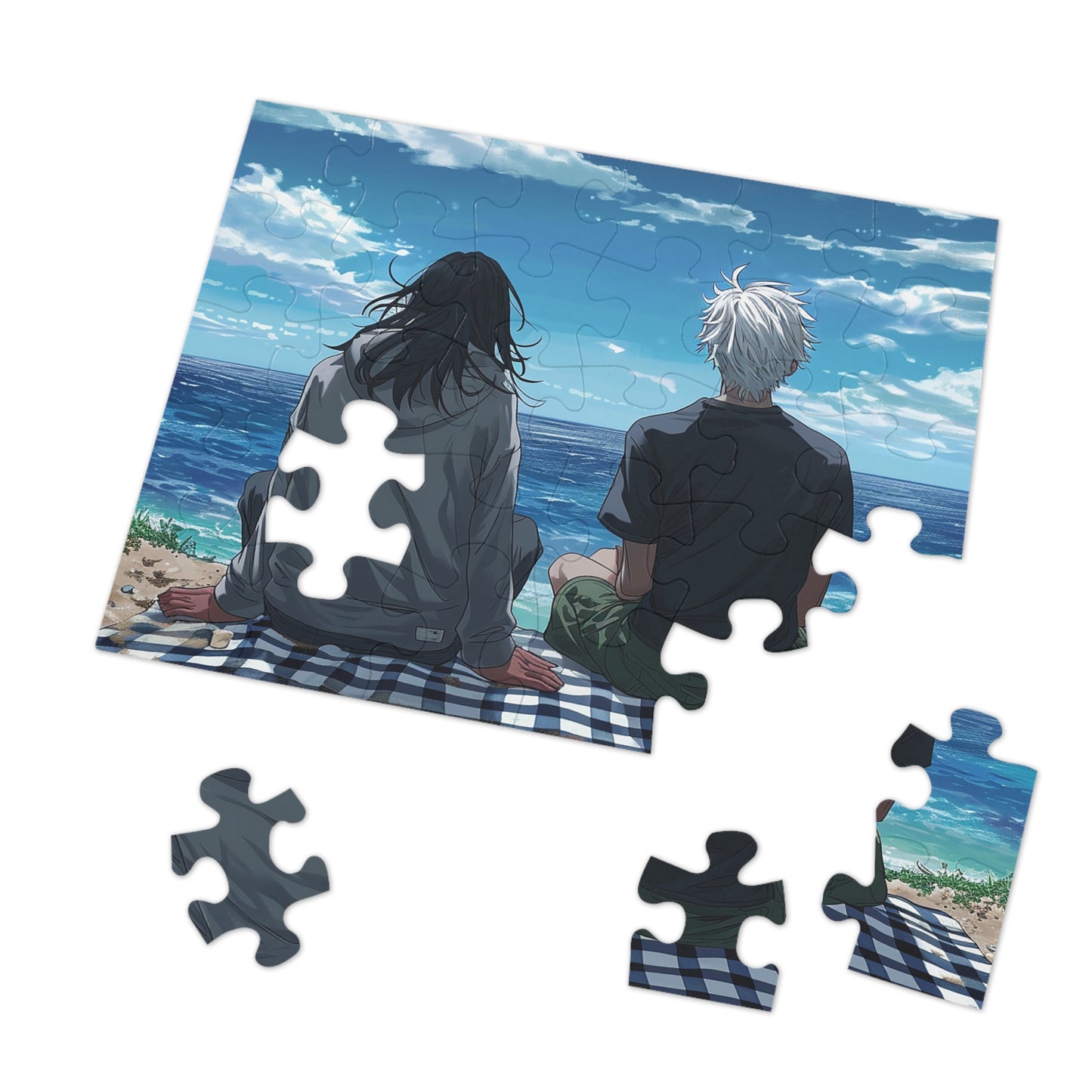 Anime Couple at the Beach  Jigsaw Puzzle (30, 110, 252, 500,1000-Piece)