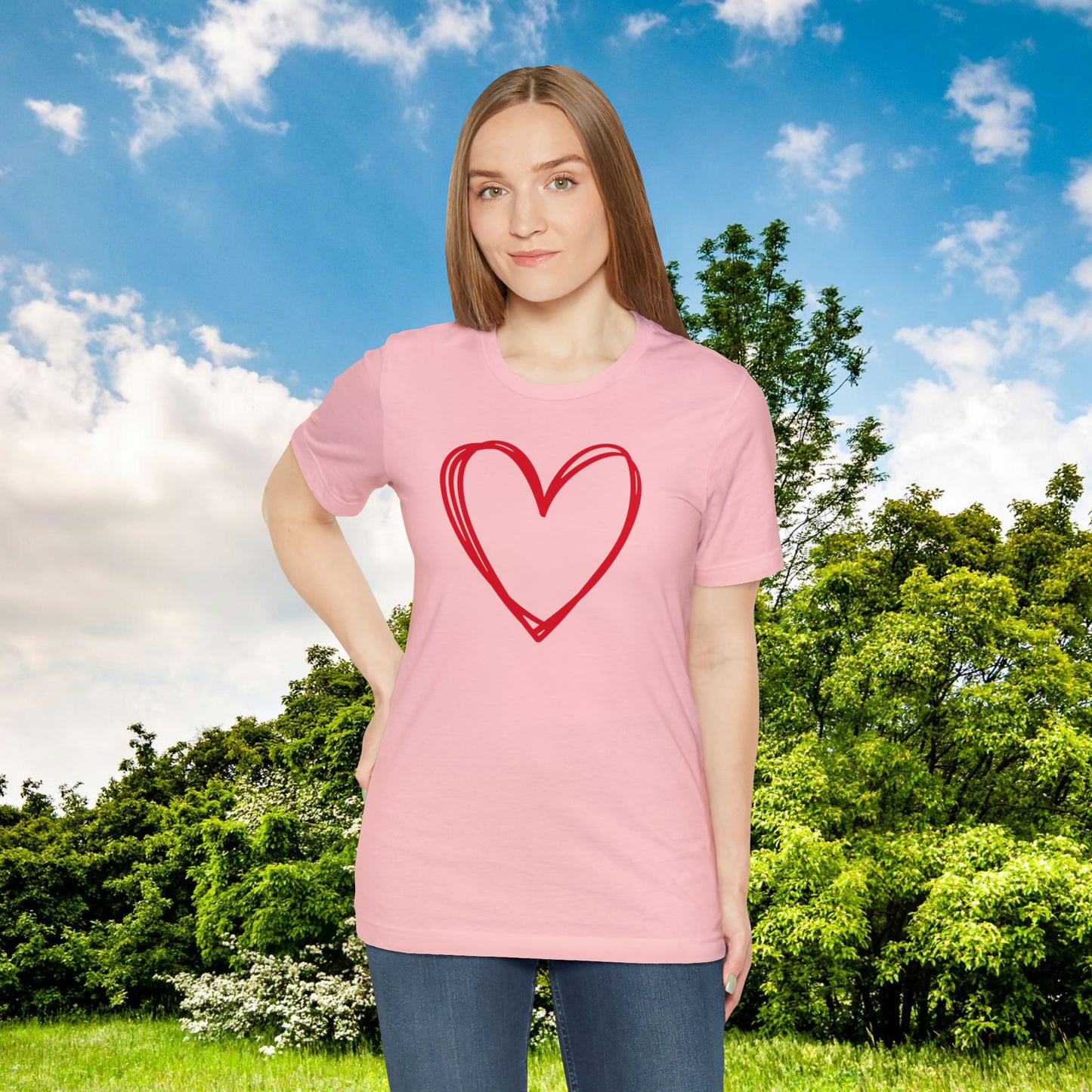 Hand-drawn Heart  Unisex Jersey Short Sleeve Tee