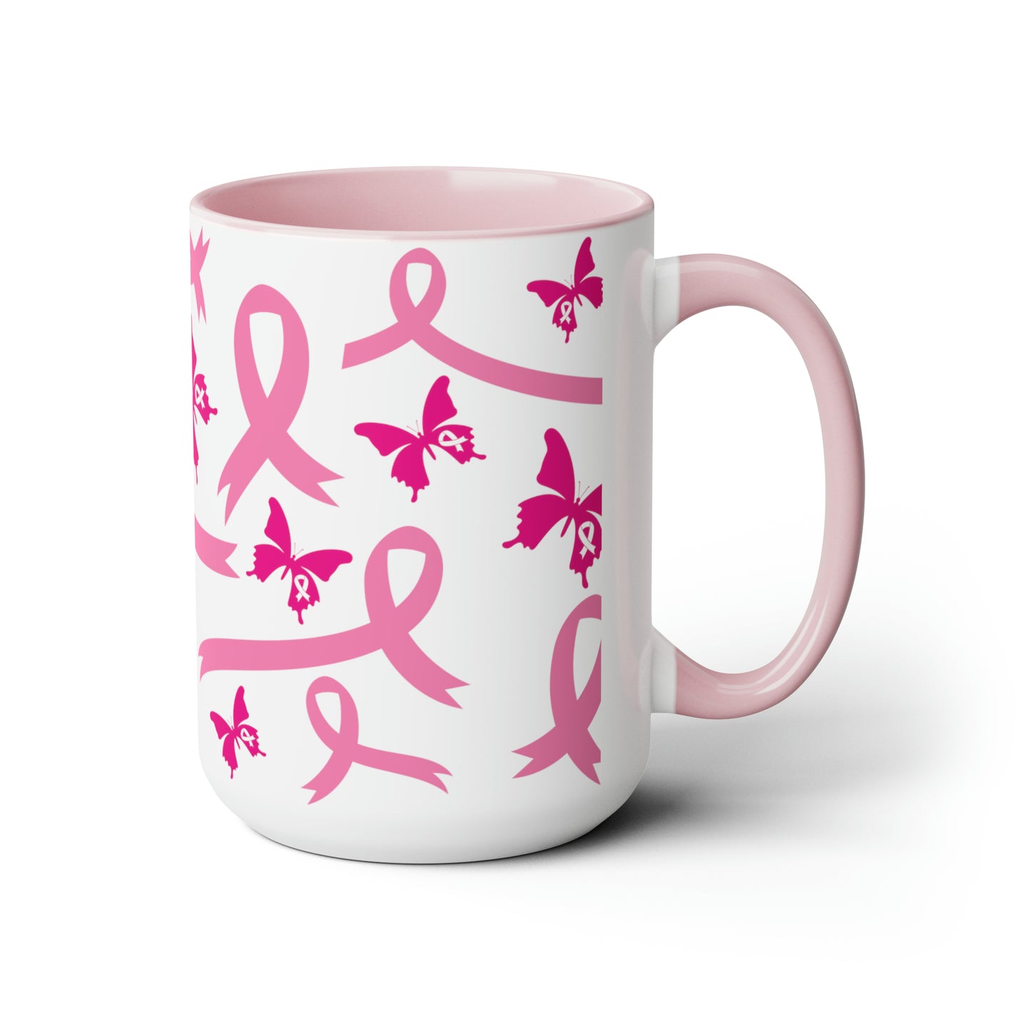 Breast Cancer Awareness Coffee Cup Two-Tone Coffee Mugs, 15oz