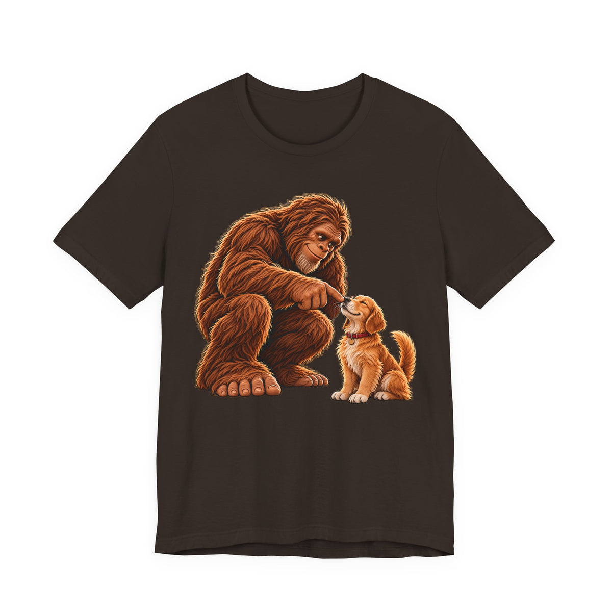 Bigfoot Boops a Dog  Unisex Jersey Short Sleeve Tee