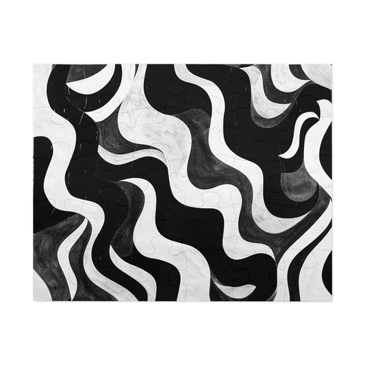 Black and White Waves  Jigsaw Puzzle (30, 110, 252, 500,1000-Piece)