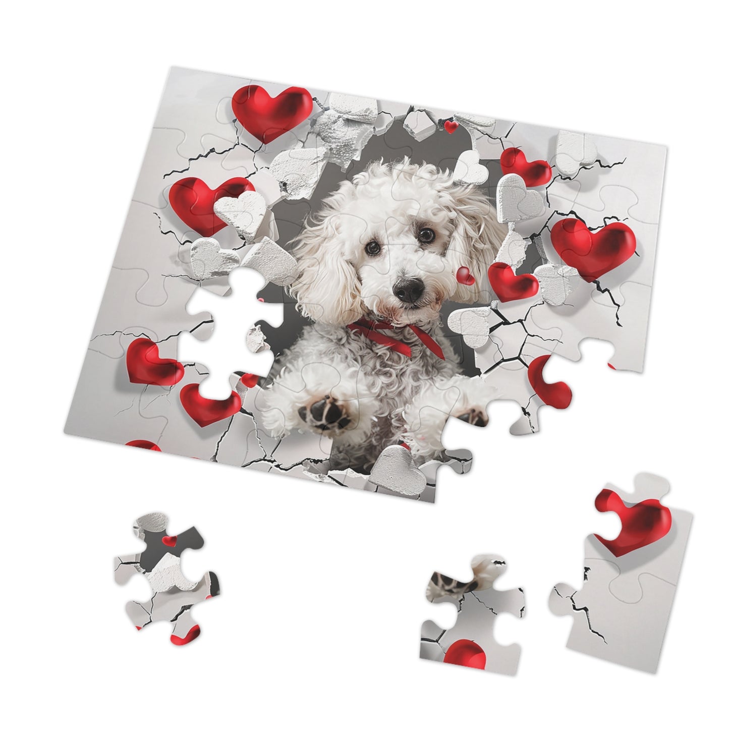 Valentine's Breakout Poodle Jigsaw Puzzle (30, 110, 252, 500,1000-Piece)