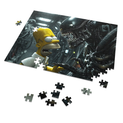 The Alien Meets Homer Jigsaw Puzzle (30, 110, 252, 500,1000-Piece)