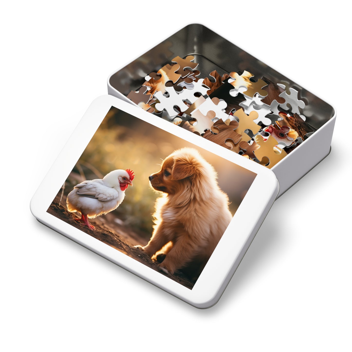 Baby Rooster and Puppy Jigsaw Puzzle (30, 110, 252, 500,1000-Piece)