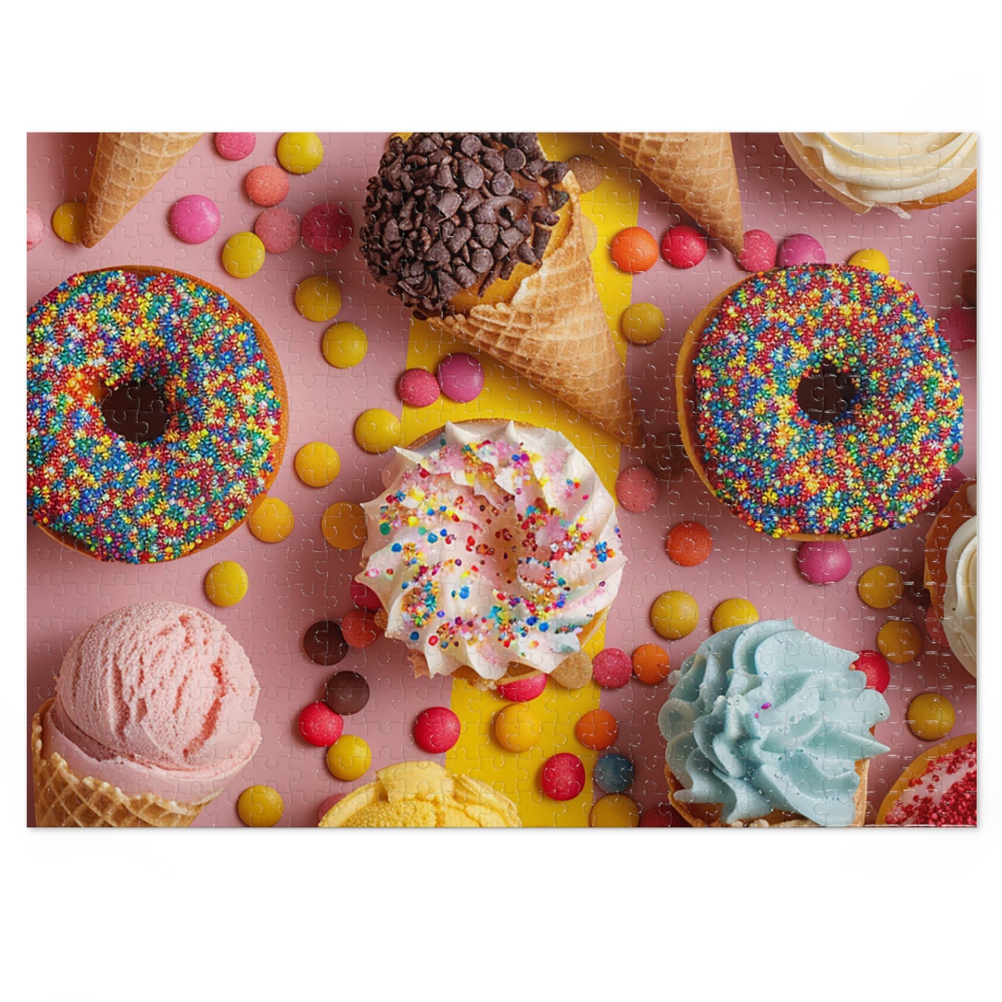 Party Time with Ice Cream, Doughnuts and Cupcakes  Jigsaw Puzzle (30, 110, 252, 500,1000-Piece)