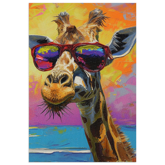 Beach Loving Giraffe Wearing Her Shades Jigsaw Puzzle (30, 110, 252, 500,1000-Piece)