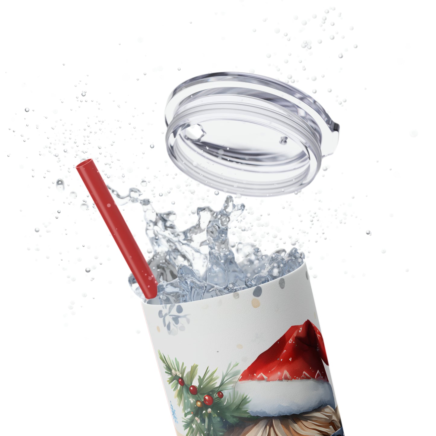 Christmas Cow  Skinny Tumbler with Straw, 20oz