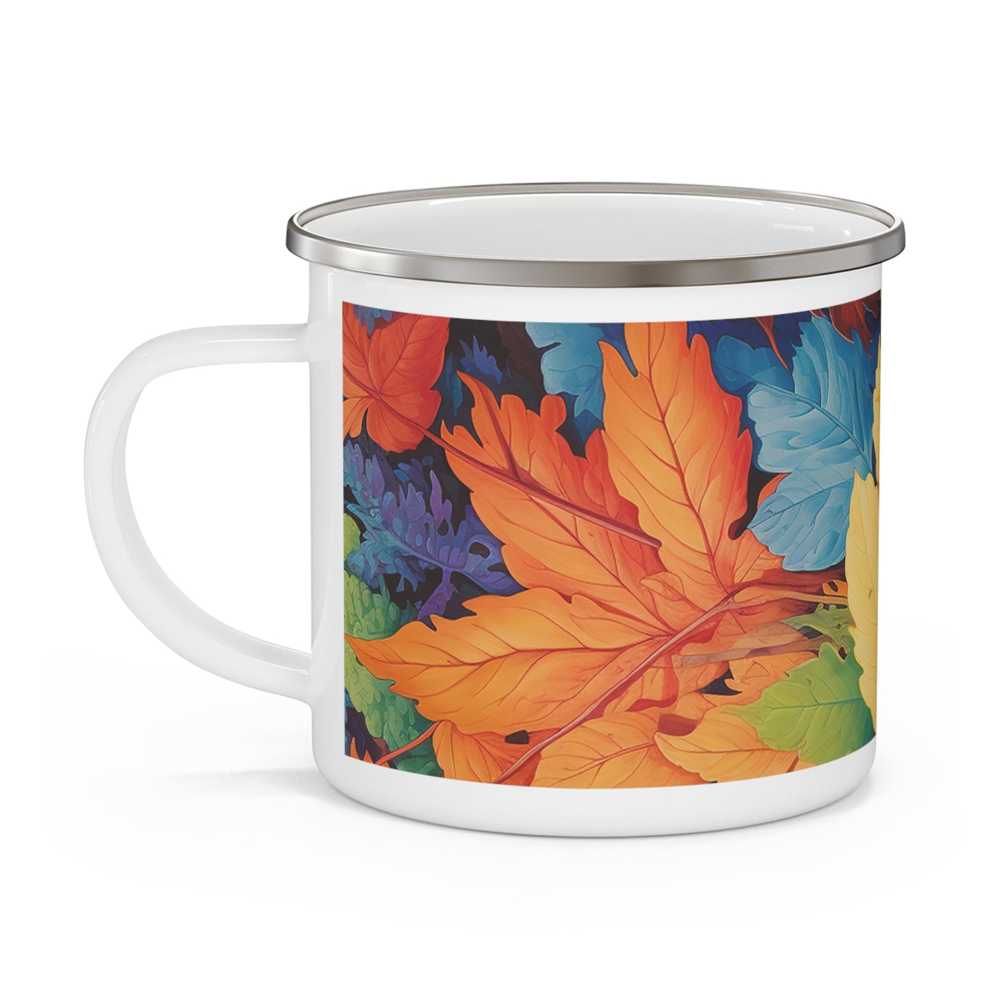 Colorful Leaves Enamel Camping Mug