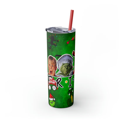 Christmas Friends  Skinny Tumbler with Straw, 20oz