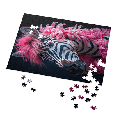 Zebra with Pink Boa Jigsaw Puzzle (30, 110, 252, 500,1000-Piece)