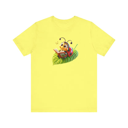 Reading Ladybug  Unisex Jersey Tee - Cute Insect Graphic Tee for Nature Lovers