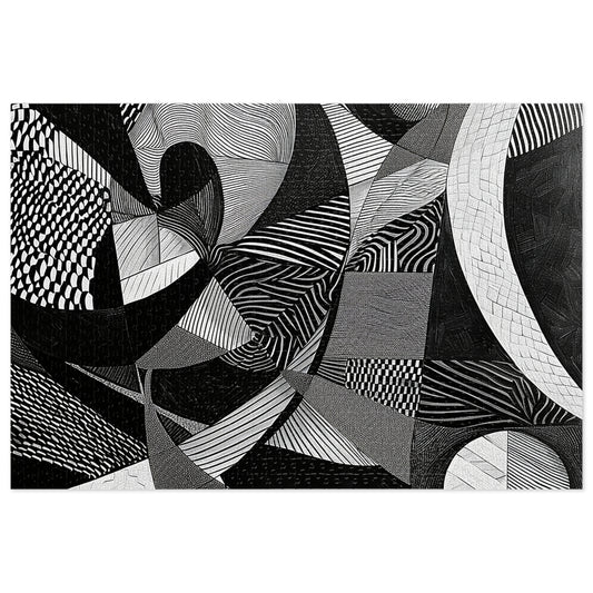 Black and White Abstract Pattern  Jigsaw Puzzle (30, 110, 252, 500,1000-Piece)