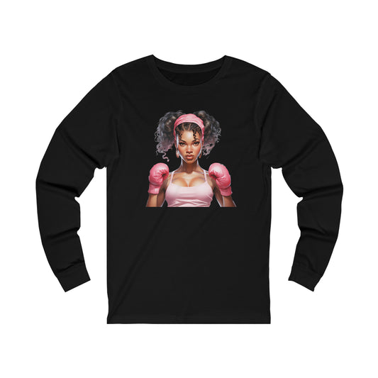 Fight Like a Girl Breast Cancer Awareness Jersey Long Sleeve Tee