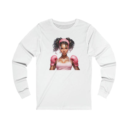 Fight Like a Girl Breast Cancer Awareness Jersey Long Sleeve Tee