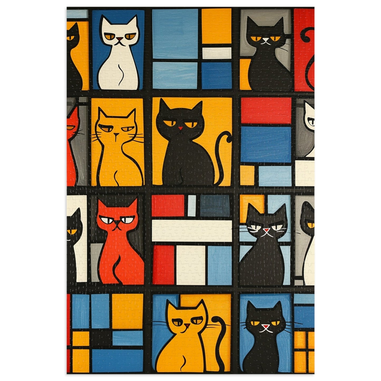 Abstract Cat Blocks Jigsaw Puzzle (30, 110, 252, 500,1000-Piece)