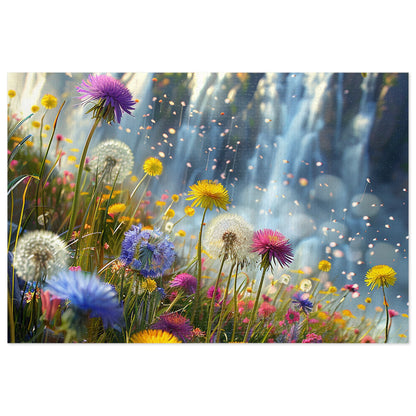 Wildflowers at the Waterfall  Jigsaw Puzzle (30, 110, 252, 500,1000-Piece)