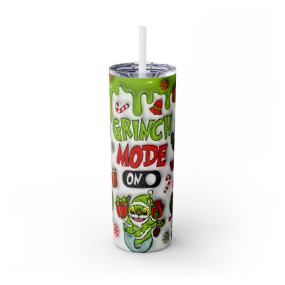 Lilo and Stitch Grinch Mode  Skinny Tumbler with Straw, 20oz