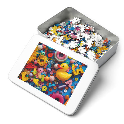 Buttons and Rubber Duckie Jigsaw Puzzle (30, 110, 252, 500,1000-Piece)