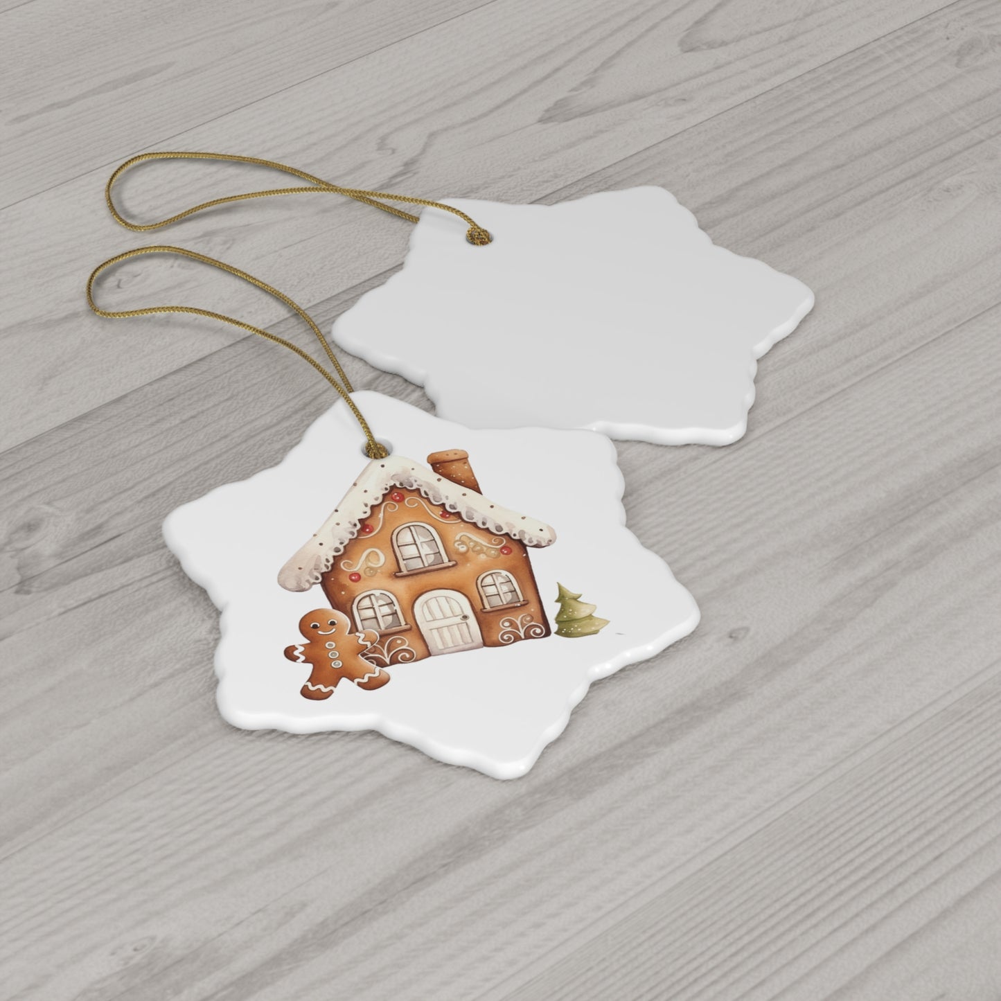 Gingerbread house Ceramic Ornament, 4 Shapes