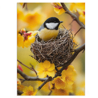 Yellow and Black Bird Nesting Jigsaw Puzzle (30, 110, 252, 500,1000-Piece)