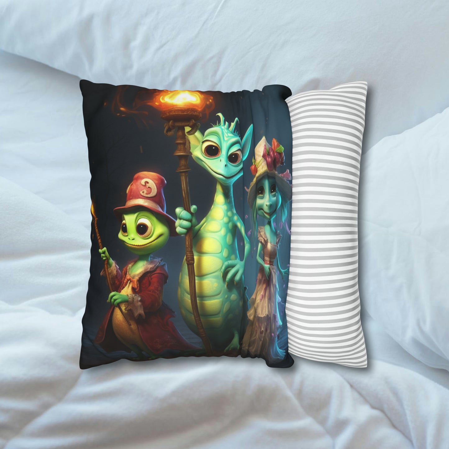 Monster Trick or Treater's Halloween Night Spun Polyester Square Pillow