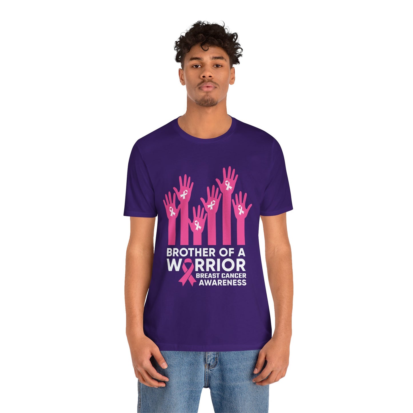Brother of a Warrior Breast Cancer Awareness Jersey Short Sleeve Tee