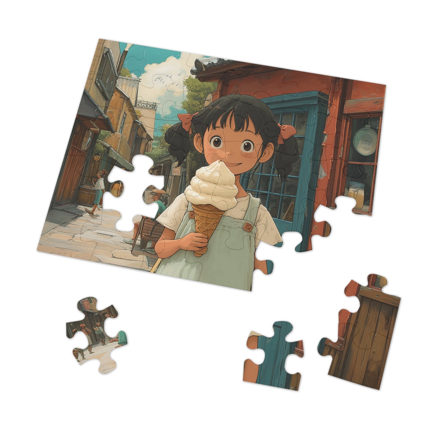 Young Anime Girl with an Ice Cream Cone  Jigsaw Puzzle (30, 110, 252, 500,1000-Piece)