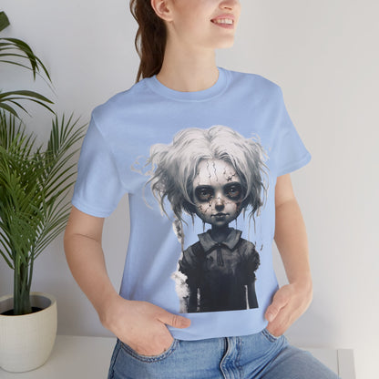 Creepy Doll Halloween Unisex Jersey Short Sleeve Tee